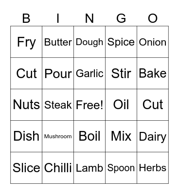 Unit 5 FOOD Bingo Card