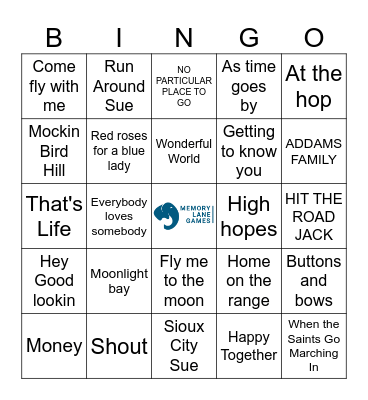 D3G1 Memory Lane Games Bingo Card