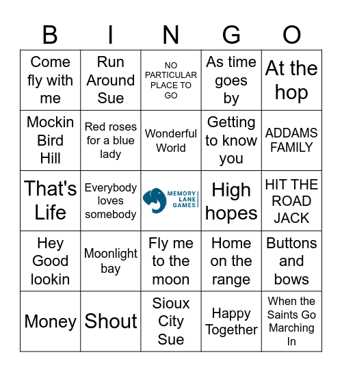 D3G1 Memory Lane Games Bingo Card