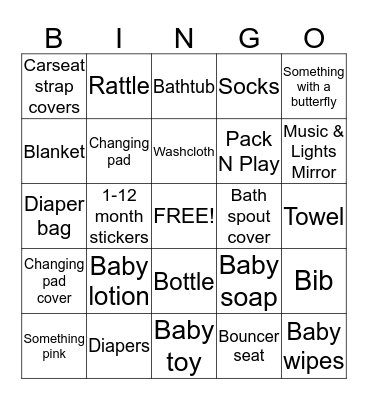 Svetlana's Baby Shower Bingo Card
