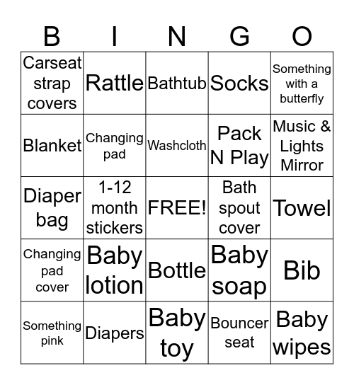 Svetlana's Baby Shower Bingo Card