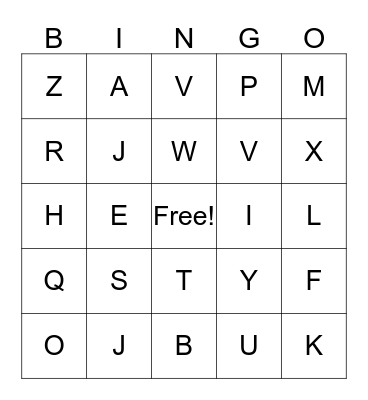 ALPHABET  BINGO Card
