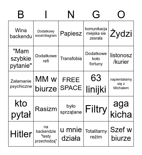 Śliwkowe Bingo Card