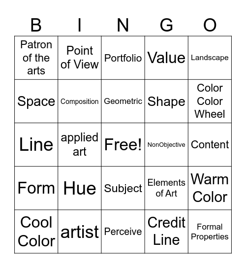 Unit 1-2 Bingo Card
