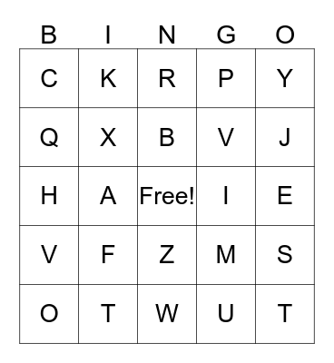ALPHABET  BINGO Card