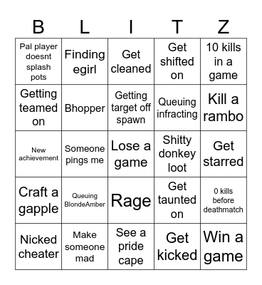 BLITZ BINGO Card