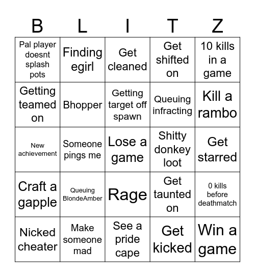 BLITZ BINGO Card