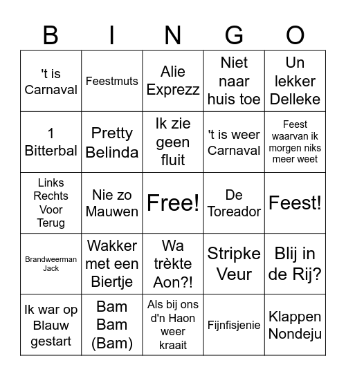 Carnavalsmuziek Bingo! Bingo Card