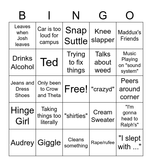 Foody Bingo Card