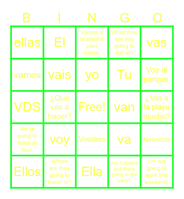 Spanish Bingy Bingo Card