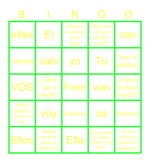 Spanish Bingy Bingo Card