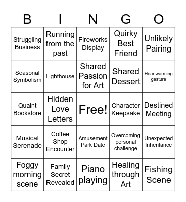 Nicholas Sparks Bingo Card