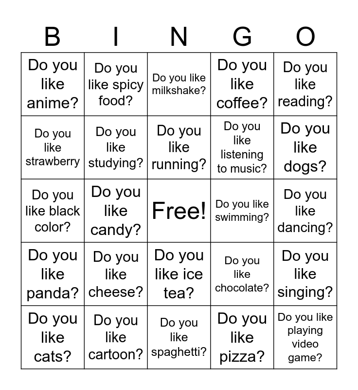 Introduce Yourself Bingo Card