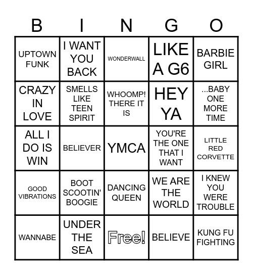 4th Annual DHE Music Bingo Card