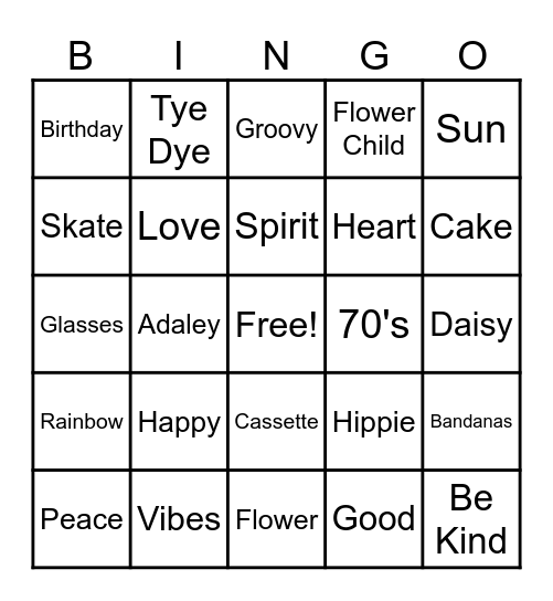 Adaley's Groovy One Bingo Card
