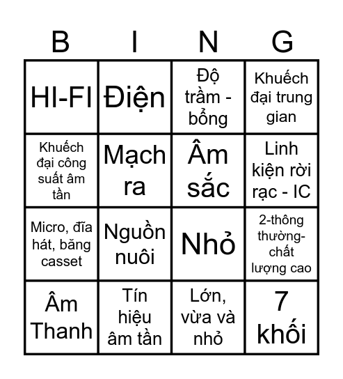 Bingo Công Nghệ Bingo Card