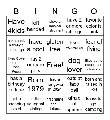 Find Someone Bingo Card