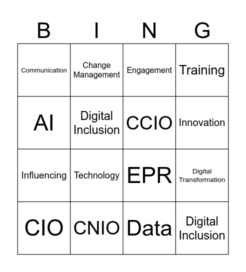 Digital NHS Bingo Card