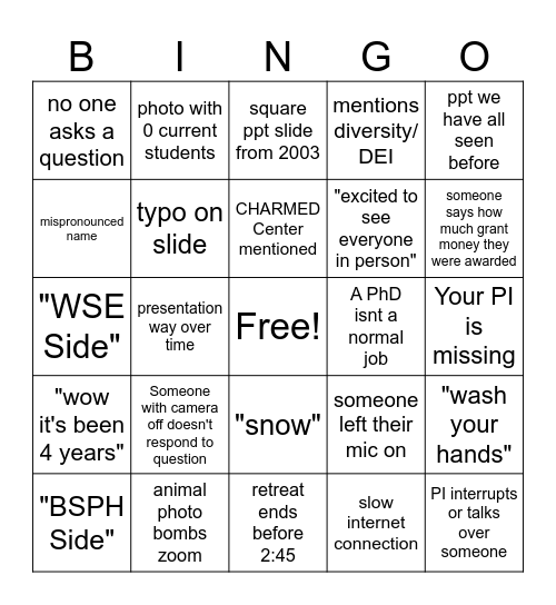 EHE Virtual Retreat 2024 Bingo Card