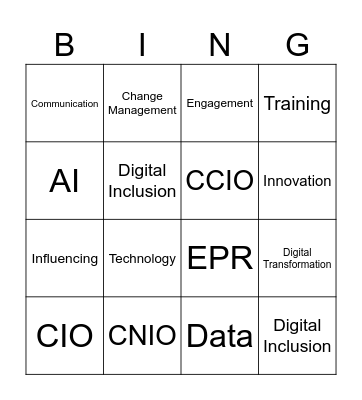 Digital NHS Bingo Card