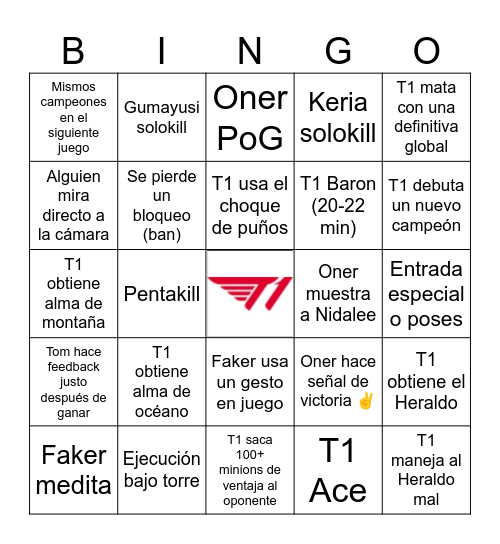 T1NGO 2024 (Spanish ver) Bingo Card
