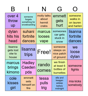 Birthday bingo Card