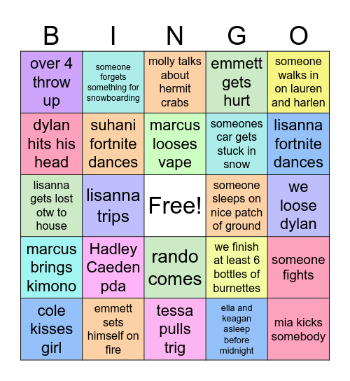 Birthday bingo Card