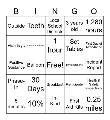 CDI Operations Manual Bingo Card