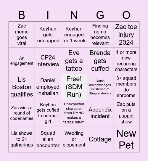 Shapovalovers 2024 Bingo Card