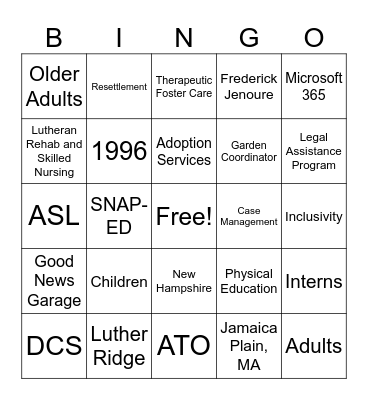 Ascentria Bingo Card
