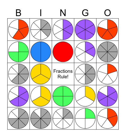 Fraction Circles Bingo Card