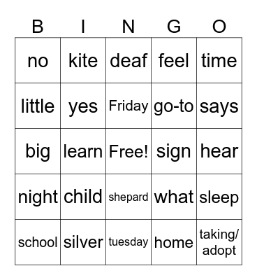 ASL semester 1 vocab (REVIEW) Bingo Card