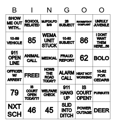 SNOW DAY BINGO Card