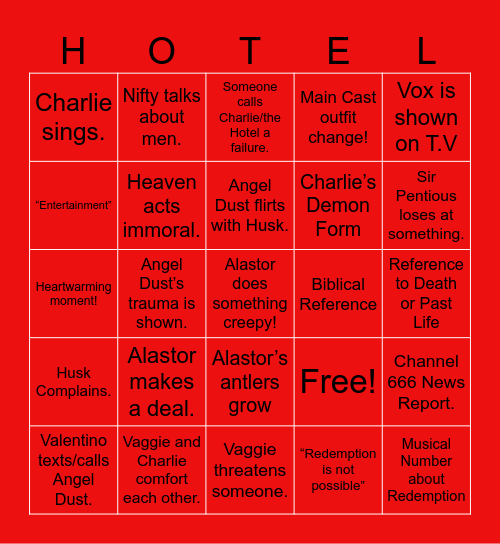 Hazbin Hotel Bingo! Bingo Card
