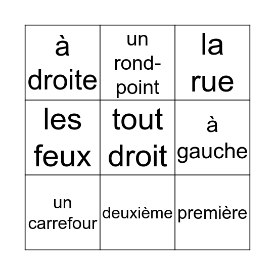 Bingo Franse woordjes Bingo Card