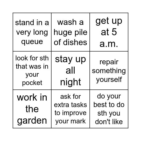 HAD TO Bingo Card