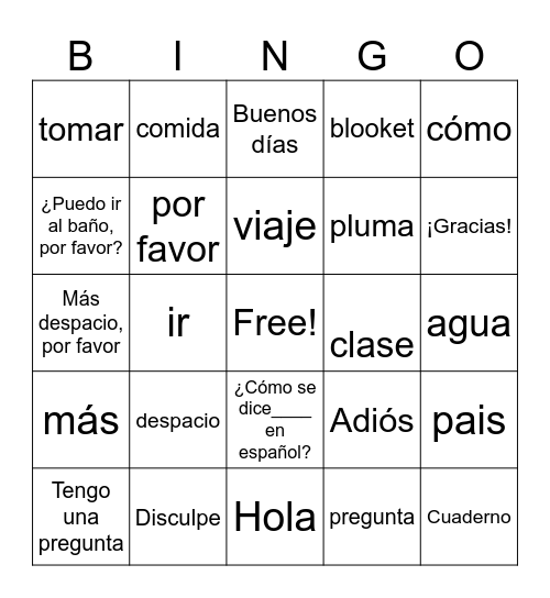 Preguntas de la clase Bingo Card