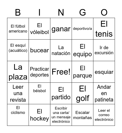 Vocabulario Unidad 4 Sp1 Bingo Card