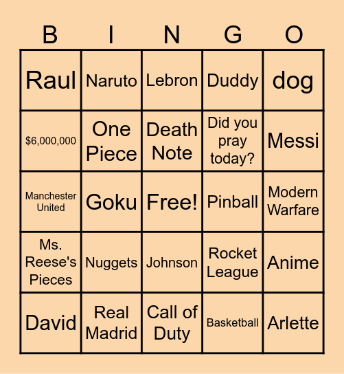 Ms. Reese's Group Bingo Card