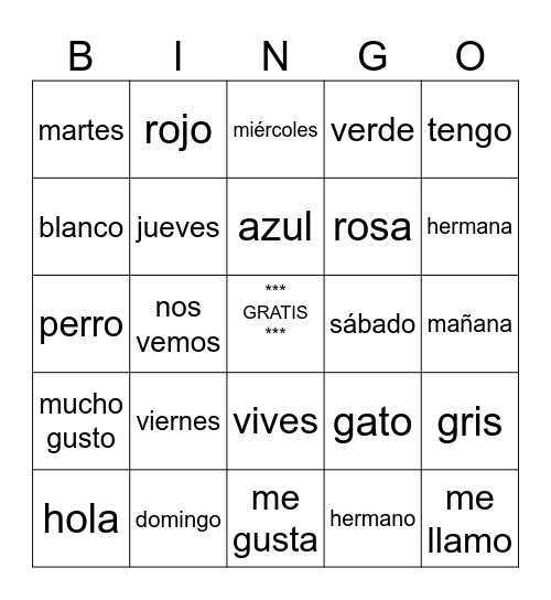 Grade 8 Final Bingo Card