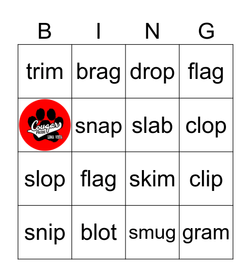 Beginning Blends Bingo Card