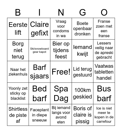 Wiispo Legendary Bingo Card