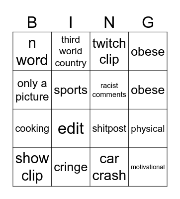 ig reels Bingo Card