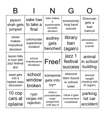 semester 2 bingo! Bingo Card
