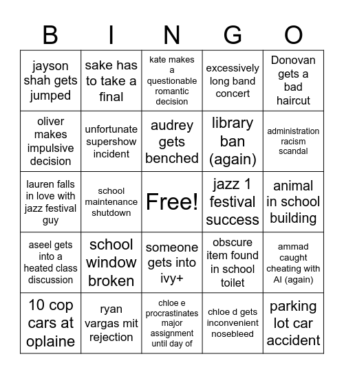 semester 2 bingo! Bingo Card
