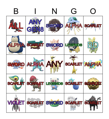 2024 Shiny Pokemon Bingo Card