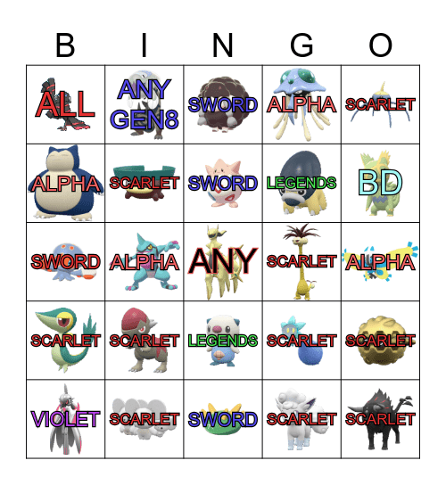 2024 Shiny Pokemon Bingo Card