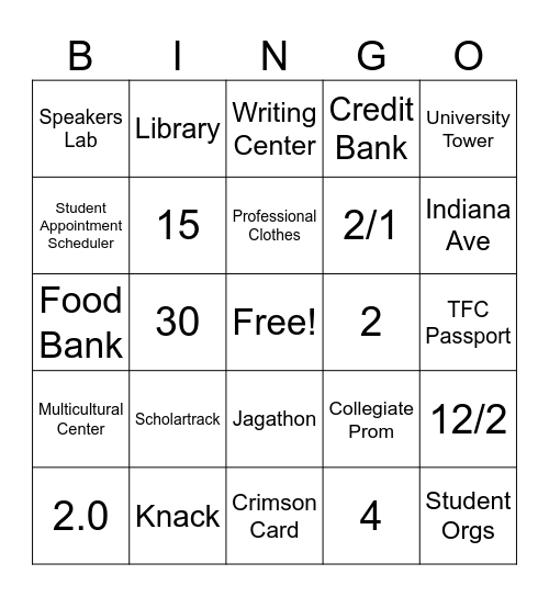 Group Session Bingo Card