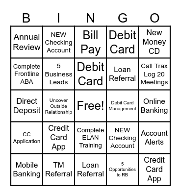 February Sales Bingo Card