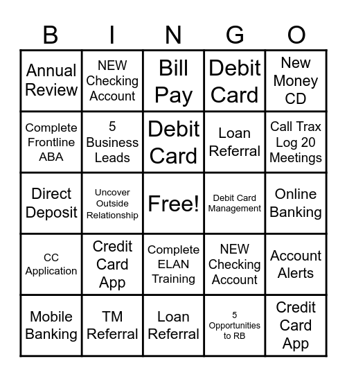 February Sales Bingo Card